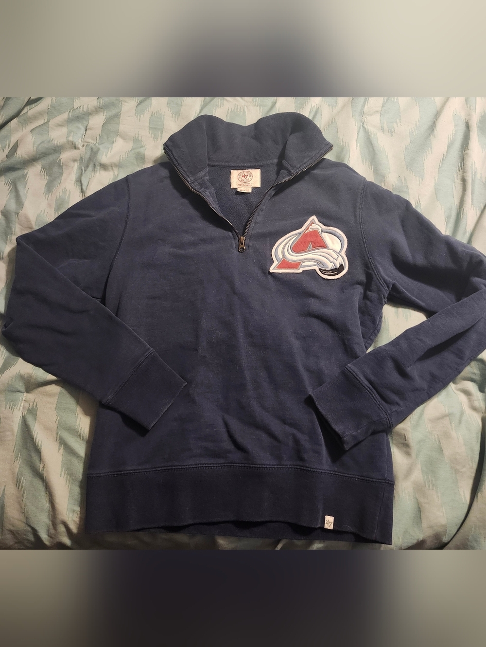 Vintage Colorado Avalanche 47 Brand 1/4 Zip Pullover Sweater Men's Size‎ Small
